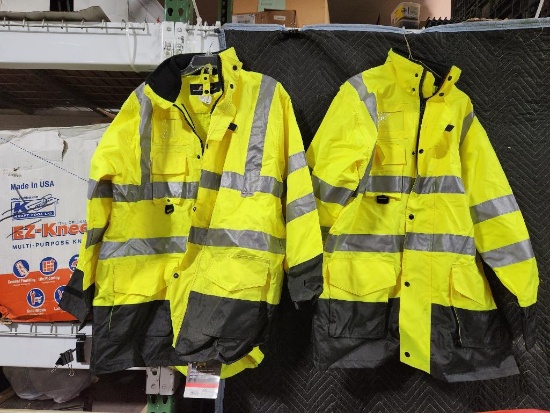 Lot of 2, PIP New Removable Class 2 Jacket/Vest w/ Zip Off Sleeves, Size Large