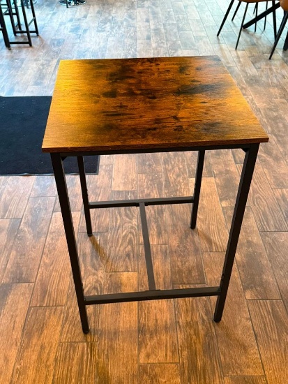 Modern Style Wood Top Iron Frame High-Top Table, 36in H x 24in x 24in by Zhengzhou Hanzhouboyang