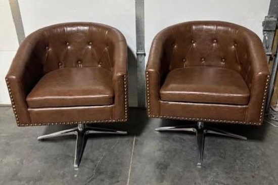 Swivel Lounge Chairs, Leather & Chrome, Sold High Bid x's 2, 2x$