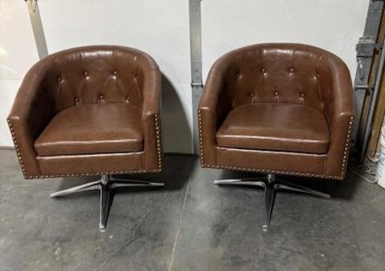 Swivel Lounge Chairs, Leather & Chrome, Sold High Bid x's 2, 2x$