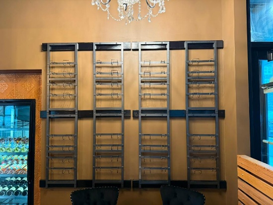 Iron Wall-Mounted Wine Rack System, Four Racks w/ Three Mounting Boards