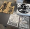 Motor Cycle Clock, Metal Dirt Bike Sign, and Stickers
