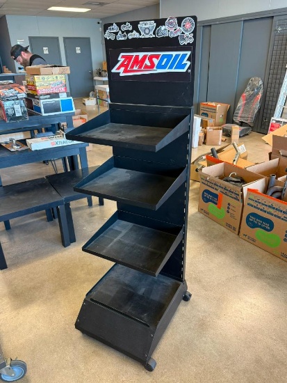 Black 4 Shelf AMSOIL Floor Rolling Display | Industrial Machinery ...