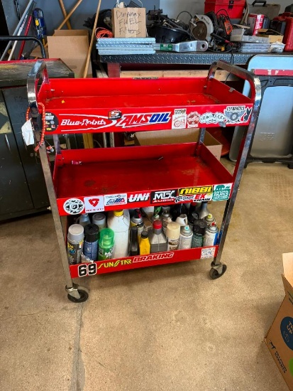 Used Snap-On Blue Point Rolling Cart - 3 Shelves + Fun Stickers, Contents not included