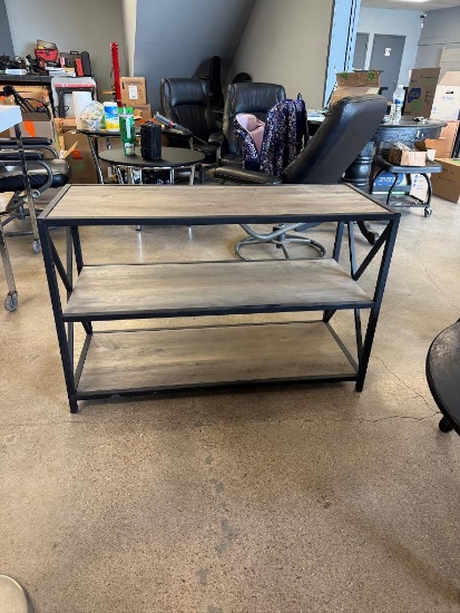 Used 3 Shelf Wood with Black Metal X Frame