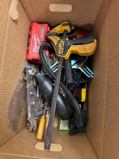 Box of Misc Tools, mostly Clamps