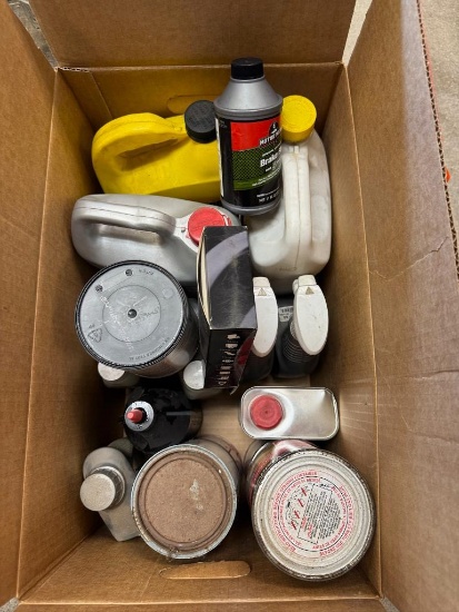 Box of Automotive Cleaning Supplies and Chemicals