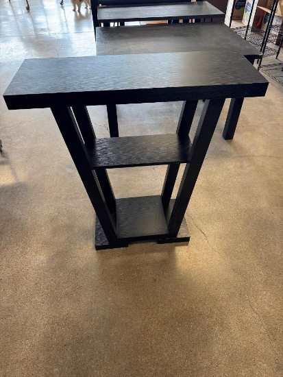 Used Black Angled Display Table with 3 shelves