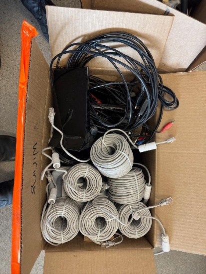 Box of Misc Electronic Cat 5e Network Wires & More