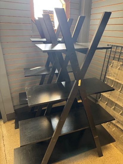 Set of 2 Black Retail 4-Shelf Wooden X-Displays