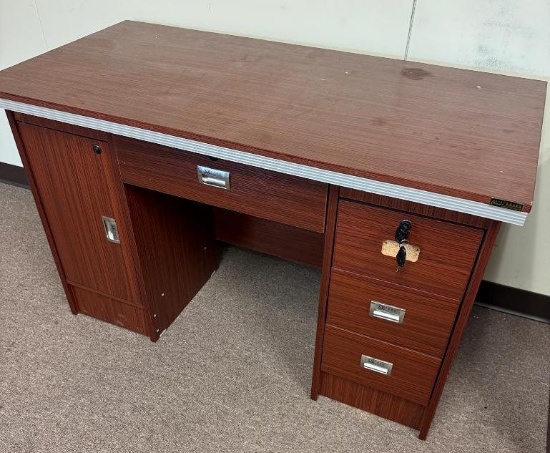 Desk with 4 Drawers & Cabinet