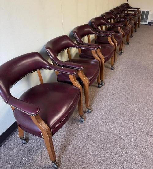 Office/Restaurant/Banquet Rolling Leather Chairs Lot of 8