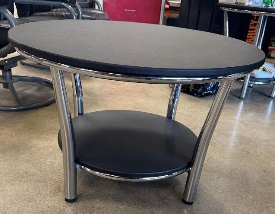Used Round Coffee Table with Silver Legs