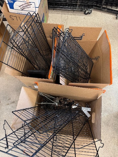 3 Boxes of Misc Retail Fixtures - Gridwall Hooks/Shelves etc