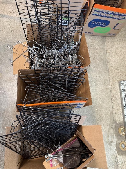 3 Boxes of Misc Retail Fixtures - Gridwall Hooks/Shelves, Hardware etc