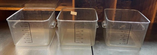 Three 12 Liter Food Containers, No Lids