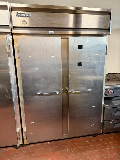 Continental Commercial 2-Section Stainless Steel Reach-In Freezer on Mobile Base, Model 2F
