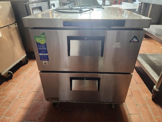 Everest Model ETBR1-D2 2-Drawer Stainless Steel Worktop Refrigerator on Mobile Base