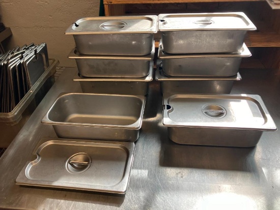 Lot of 8, 1/3 Size Steam Pans w/ Lids