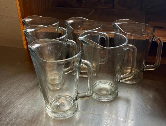 Lot of 6, Glass Beer Pitchers