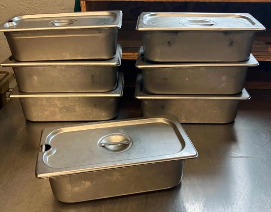 Lot of 7, 1/3 Size Steam Pans w/ Lids