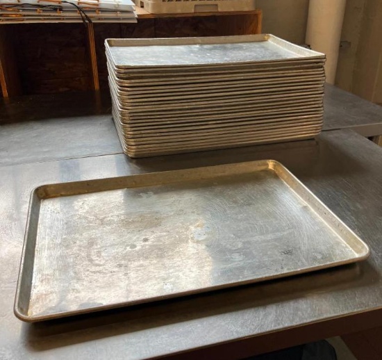 Lot of 25, Full-Size Sheet Pans, Sold High Bid x's 25