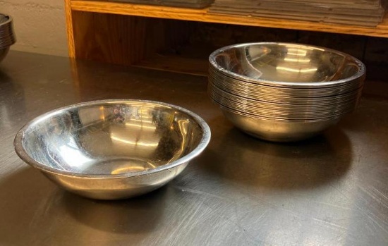 Lot of 24, Stainless Steel Mixing Bowls, 8in Diameter