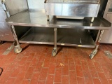 Stainless Steel Mobile Equipment Base, 60in x 36in x 24in H w/ Lower Shelf