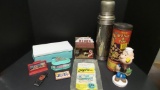 Diner Collection, Diner Mite Folding Lunch box and vintage Thermos Brand , Popeye Bobblehead