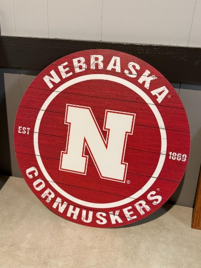 Round Nebraska Cornhuskers Sign