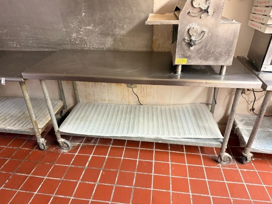 Stainless Steel Prep Table w/ Lower Shelf, Mobile Base, 72in