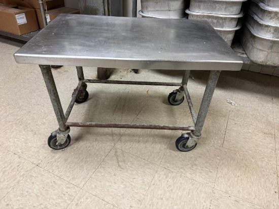 Stainless Steel Prep Table w/ Lower Shelf, Mobile Base, 35in x 23in
