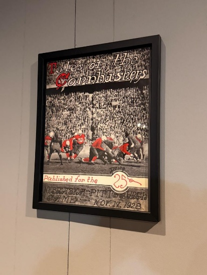 Set of 8 Nebraska Cornhusker Framed Prints, Programs, Photos, Art, Hung in Main Dining Room