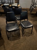 Lot of 10 Black Metal Framed Stack Chairs w/ Padded Seats & Backs, Normal Wear & Tear