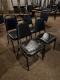 Lot of 10 Black Metal Framed Stack Chairs w/ Padded Seats & Backs, Normal Wear & Tear