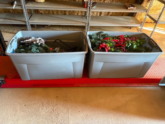 Two Totes of Christmas Decorations