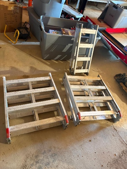 Pair of Wide Aluminum Folding Ramps and a Single Narrow Folding Ramp