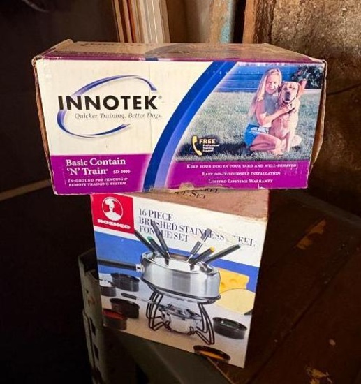 New Fondue Set, New Innotek Basic Contain N Train Dog Training Kit