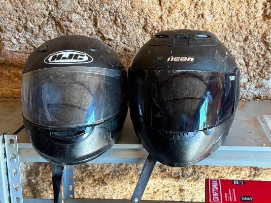 Two Motorcycle Helmets, Large & Medium