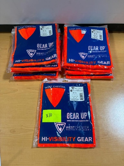 Lot of 10, New, Westchester Protective Gear Hi-Visibility Self Extinguishing Vests, Size 2XL/XXL No.
