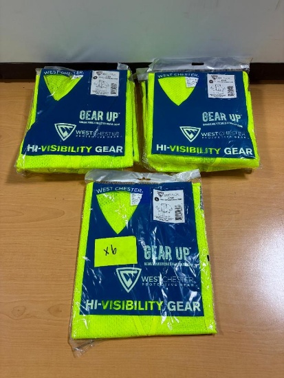 Lot of 6, New, Westchester Protective Gear Hi-Visibility Self Extinguishing Vests, Size Large No.
