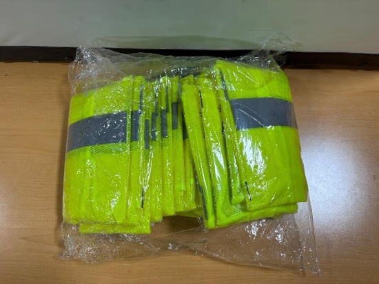 New, Package of 20 Count, Peer Basics, Fluorescent Yellow & Reflective Safety Vests