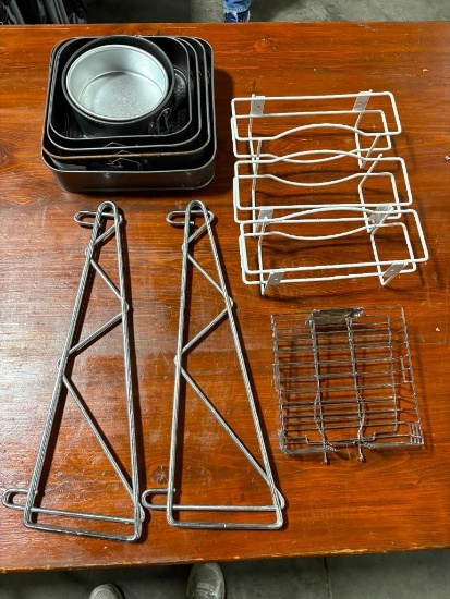 Baking Pans w/ Spring Remove Bottoms, Shelf Brackets, Utility Shelves