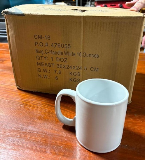 Case of 12, World, C-Handle Coffee Mugs, 16oz