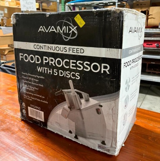 New in Box, Avamix Continuous Feed Food Processor w/ 5 Discs, Model: 177CFP5D