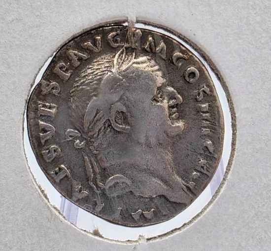 Ancient Roman Silver Denarius Bust of Vespasian Right Struck 73 AD, Cohen 432