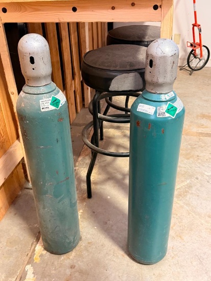 Lot of 2, Air Gas Compressed Gas Argon / Carbon Dioxide Tanks, Full & Partial Tanks, Owned, Not
