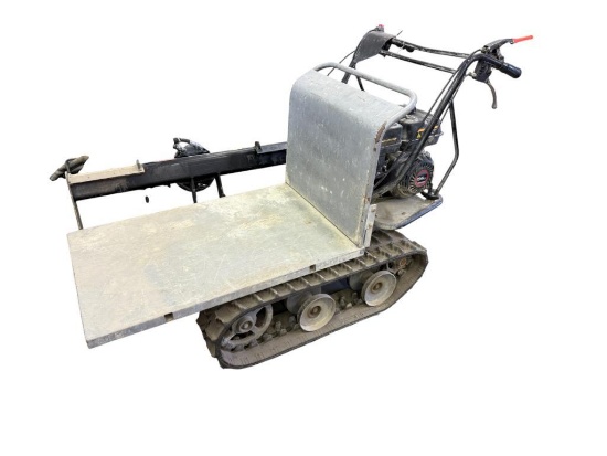 Tracked Power Barrow Machine w/ Gas Engine, 36in Tracks, 34in x 24in Platform, As-Is, Has Not Been