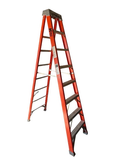 Keller Fiberglass Extra Heavy-Duty A-Frame Ladder, 12ft Max Reach, 8ft Ladder Size, 300lb Capacity,