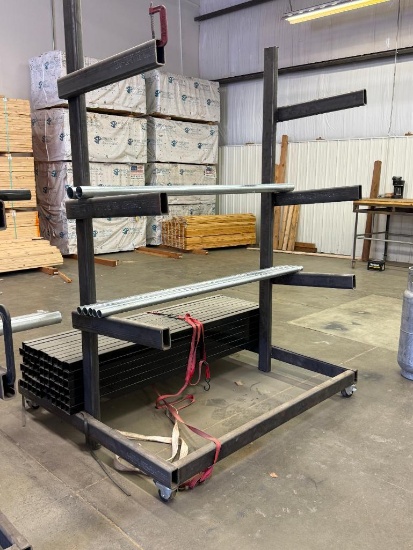 Heavy-Duty Mobile Cantilever Rack on HD Steel Swivel Casters, Racks 72in Long, Base 60in Wide